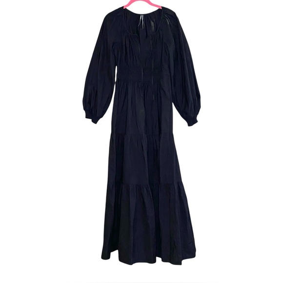 Anthropologie Long Sleeve Somerset Maxi Dress Black Small Puff Sleeve Edition - Picture 3 of 5